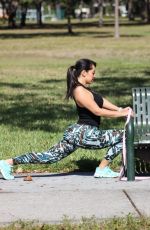 ANDREA CALLE Working Out at a Park in Los Angeles 01/10/2018