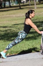 ANDREA CALLE Working Out at a Park in Los Angeles 01/10/2018