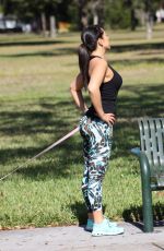 ANDREA CALLE Working Out at a Park in Los Angeles 01/10/2018