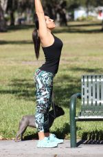 ANDREA CALLE Working Out at a Park in Los Angeles 01/10/2018
