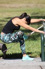 ANDREA CALLE Working Out at a Park in Los Angeles 01/10/2018