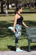 ANDREA CALLE Working Out at a Park in Los Angeles 01/10/2018