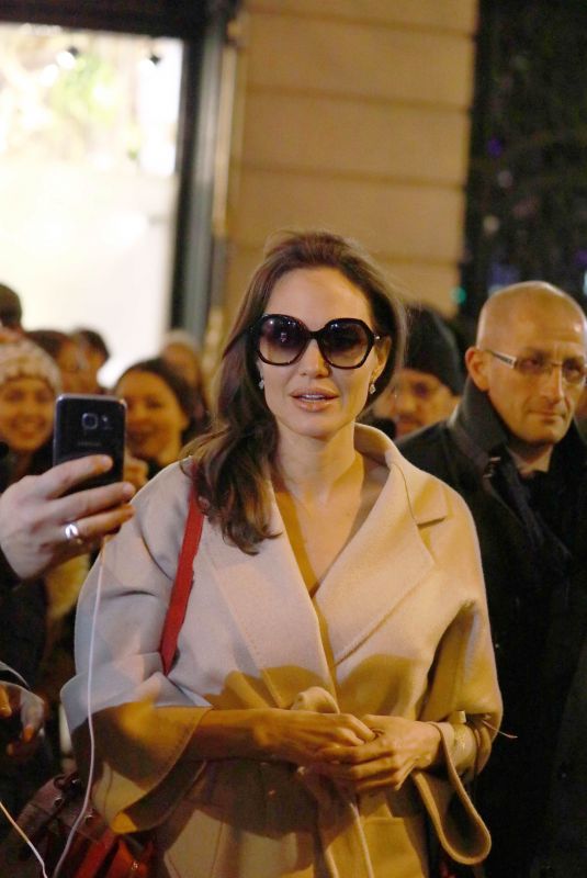 ANGELINA JOLIE Leaves Guerlain Perfumes Shop on Champs-elysees in Paris 01/29/2018