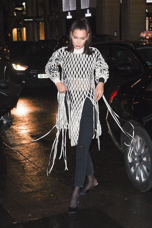 BELLA HADID Arrives at Hotel Costes in Paris 01/20/2018