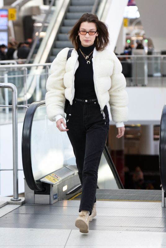BELLA HADID Arrives at JFK Airport in New York 01/25/2018