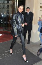 BELLA HADID Heading to Bulgari Store in Paris 01/24/2018