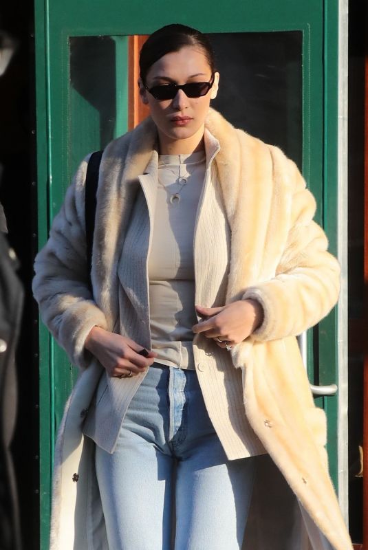 BELLA HADID Leaves Bar Pitti in New York 01/26/2018