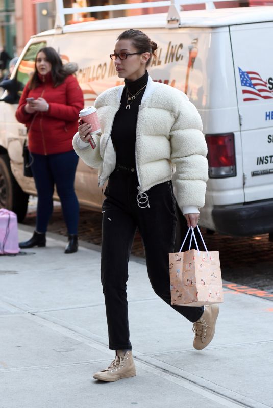 BELLA HADID Out and About in New York 01/25/2018