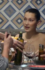 BELLA HADID Out for Pizza in Milan 01/15/2018
