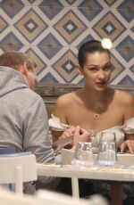 BELLA HADID Out for Pizza in Milan 01/15/2018