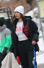 BELLA HADID Out Skiing in St Moritz 01/16/2018