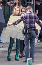 BRIE LARSON on the Set of Captain Marvel in Los Angeles 01/26/2018