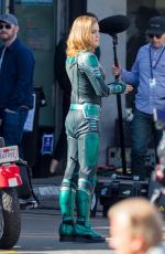 BRIE LARSON on the Set of Captain Marvel in Los Angeles 01/26/2018