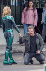 BRIE LARSON on the Set of Captain Marvel in Los Angeles 01/26/2018