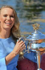 CAROLINE WOZIACKI Poses with Her Australian Open Trophy at Botanical Gardens in Melbourne 01/28/2018