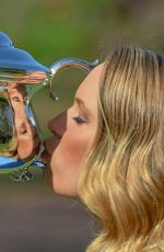 CAROLINE WOZIACKI Poses with Her Australian Open Trophy at Botanical Gardens in Melbourne 01/28/2018