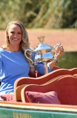 CAROLINE WOZIACKI Poses with Her Australian Open Trophy at Botanical Gardens in Melbourne 01/28/2018