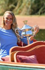 CAROLINE WOZIACKI Poses with Her Australian Open Trophy at Botanical Gardens in Melbourne 01/28/2018