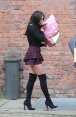CHARLOTTE CROSBY Leaves Titanic Hotel in Liverpool 01/12/2018