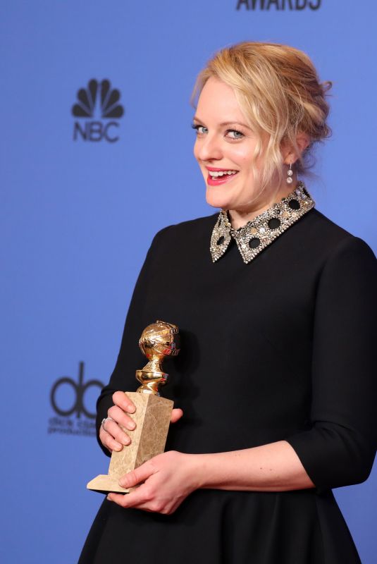 ELISABETH MOSS at 75th Annual Golden Globe Awards in Beverly Hills 01/07/2018