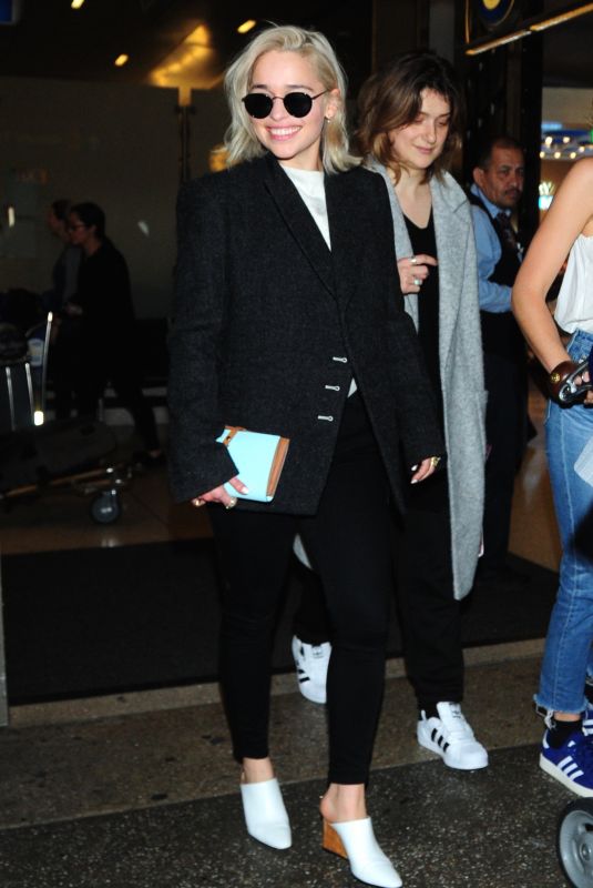 EMILIA CLARKE at LAX Airport in Los Angeles 01/02/2018
