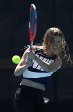 EUGENIE BOUCHARD at Hobart Hit with George Bailey in Hobart 01/07/2018