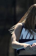 EUGENIE BOUCHARD at Hobart Hit with George Bailey in Hobart 01/07/2018