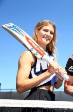 EUGENIE BOUCHARD at Hobart Hit with George Bailey in Hobart 01/07/2018