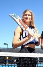 EUGENIE BOUCHARD at Hobart Hit with George Bailey in Hobart 01/07/2018