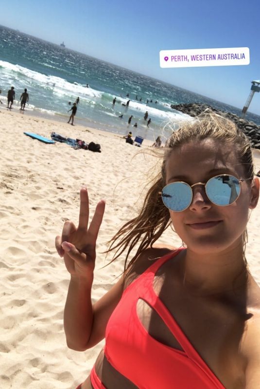 EUGENIE BOUCHARD in Swimsuit at a Beach in Perth, 01/02/2018 Instagram Pictures