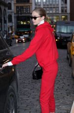 GIGI HADID All in Red Out in new York 01/30/2018