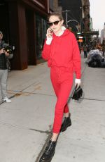 GIGI HADID All in Red Out in new York 01/30/2018