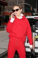 GIGI HADID All in Red Out in new York 01/30/2018