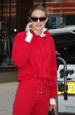 GIGI HADID All in Red Out in new York 01/30/2018