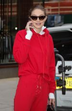 GIGI HADID All in Red Out in new York 01/30/2018