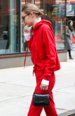 GIGI HADID All in Red Out in new York 01/30/2018