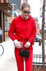 GIGI HADID All in Red Out in new York 01/30/2018