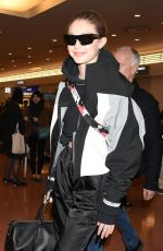 GIGI HADID Arrives in Tokyo 01/25/2018