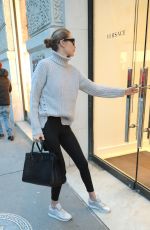GIGI HADID Shopping at Versace Store in New York 01/15/2018