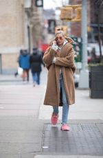 HAILEY BALDWIN in Oversized Coat and Slippers Out in New York 01/16/2018