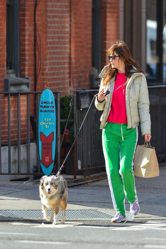 HELENA CHRISTENSEN Out with Her Dog in New York 01/28/2018