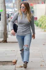 HILARY DUFF in Ripped Denim Out in Los Angeles 01/19/2018