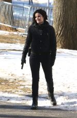 JAIMIE ALEXANDER on the Set of Blindspot in Astoria Park in New York 01/09/2018