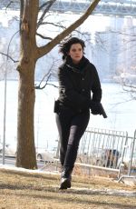 JAIMIE ALEXANDER on the Set of Blindspot in Astoria Park in New York 01/09/2018