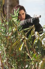 JAIMIE ALEXANDER on the Set of Blindspot in Astoria Park in New York 01/09/2018