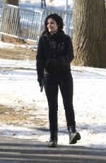JAIMIE ALEXANDER on the Set of Blindspot in Astoria Park in New York 01/09/2018