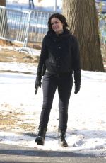 JAIMIE ALEXANDER on the Set of Blindspot in Astoria Park in New York 01/09/2018