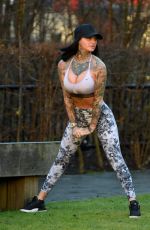 JEMMA LUCY Workingout at a Park in Manchester 01/20/2018