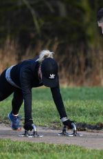 JORGIE PORTER Working Out at a Park in Manchester 01/30/2018