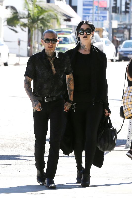 KAT VON D and Leafar Reyes Out for Lunch in West Hollywood 01/28/2018